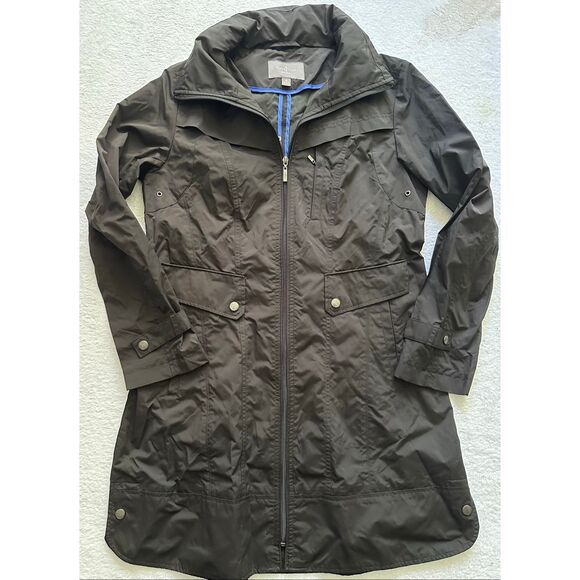 Cole Haan Women's Full Zip Lightweight Rain Jacket-Long Style-Black size medium - Picture 1 of 12